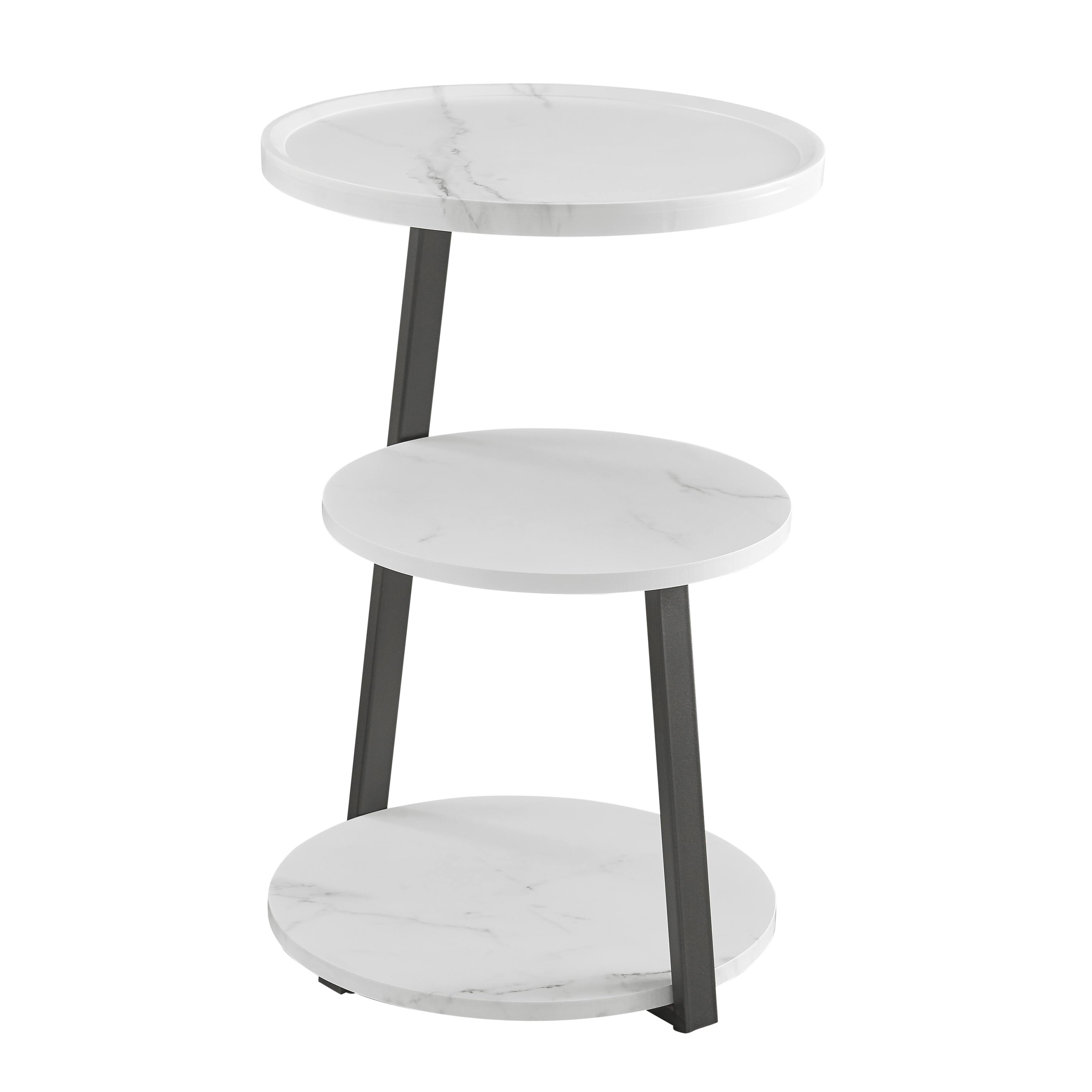 Alt View 9. Danya B - Skylar Round 3-Tier Side Accent Table - White Marble/Black - White Marble/Black.