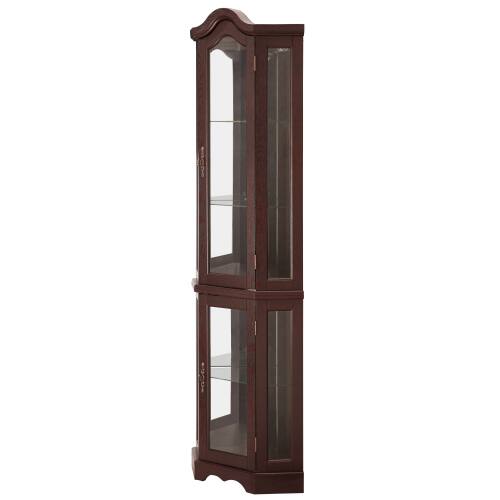 Alt View 8. LUCKY ONE - Freestanding Corner Curio Cabinet with Tempered Glass Shelves LED Light Display for Living Room Decor - Cherry.