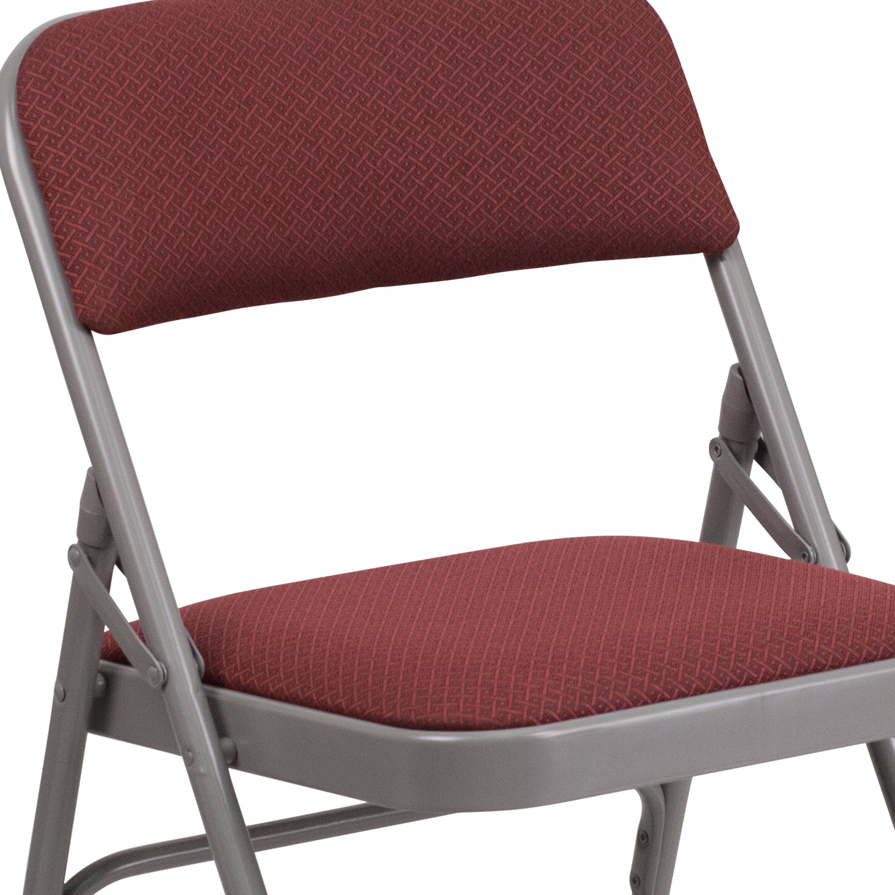 Alt View 10. Emma + Oliver - 2 Pack Home & Office Party Events Fabric Padded Metal Folding Chair - Burgundy Fabric/Grey Frame.