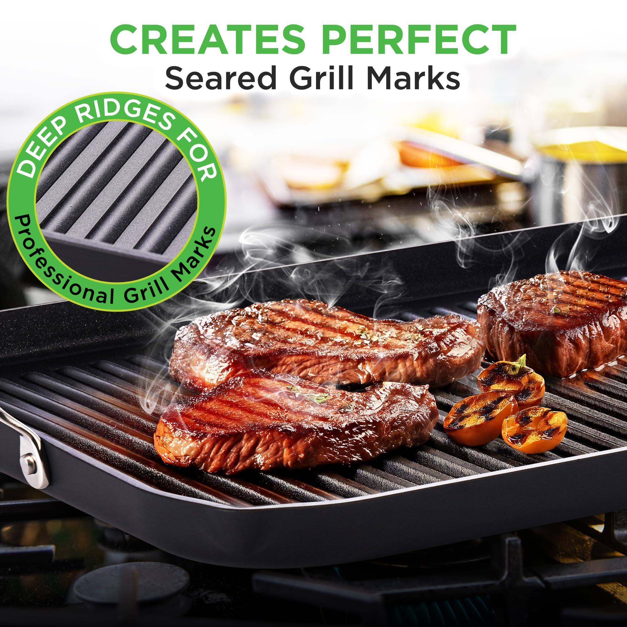 CREATES PERFECT Seared Grill Marks

DEEP RIDGES FOR Professional Grill Marks