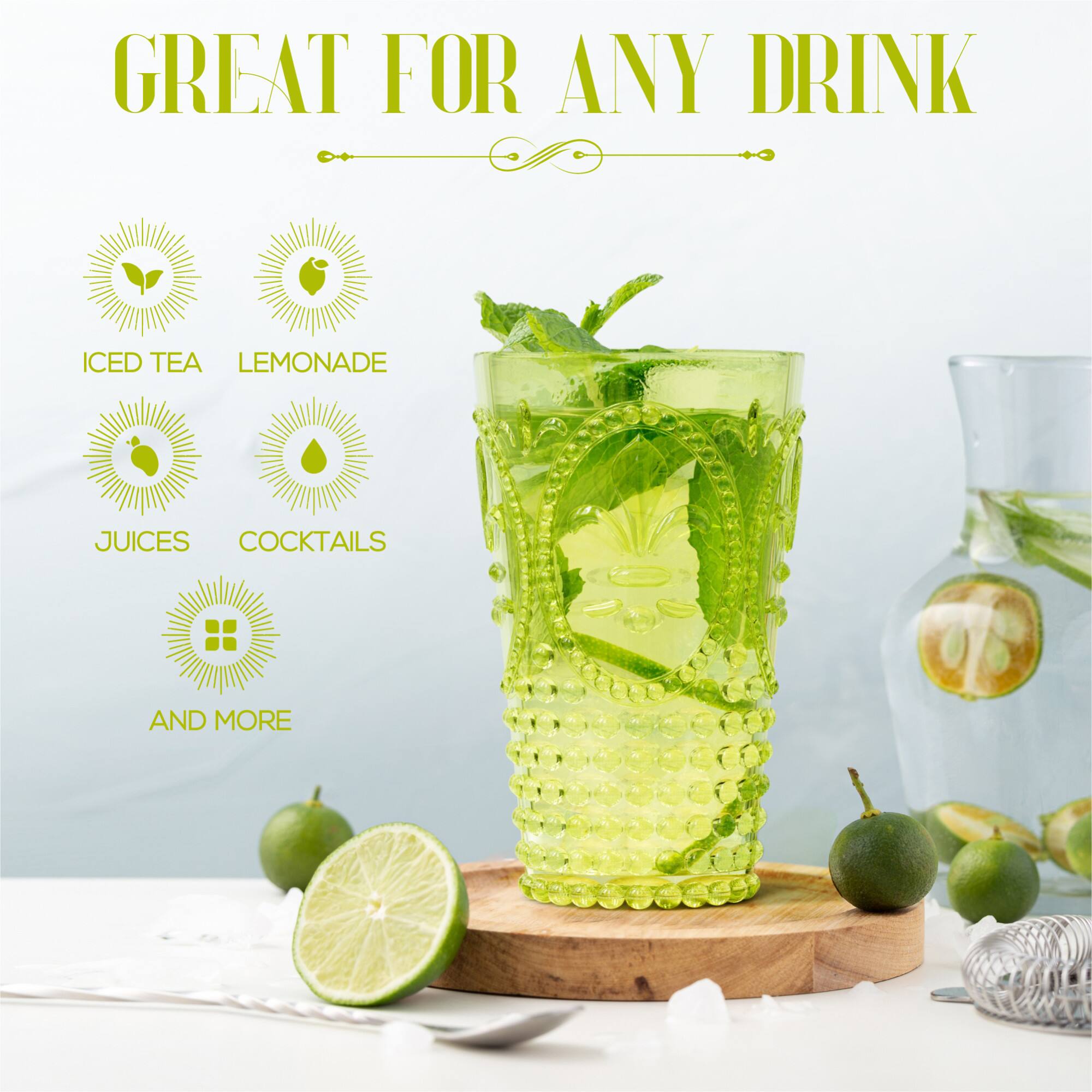 GREAT FOR ANY DRINK

ICED TEA
LEMONADE
JUICES
COCKTAILS
AND MORE