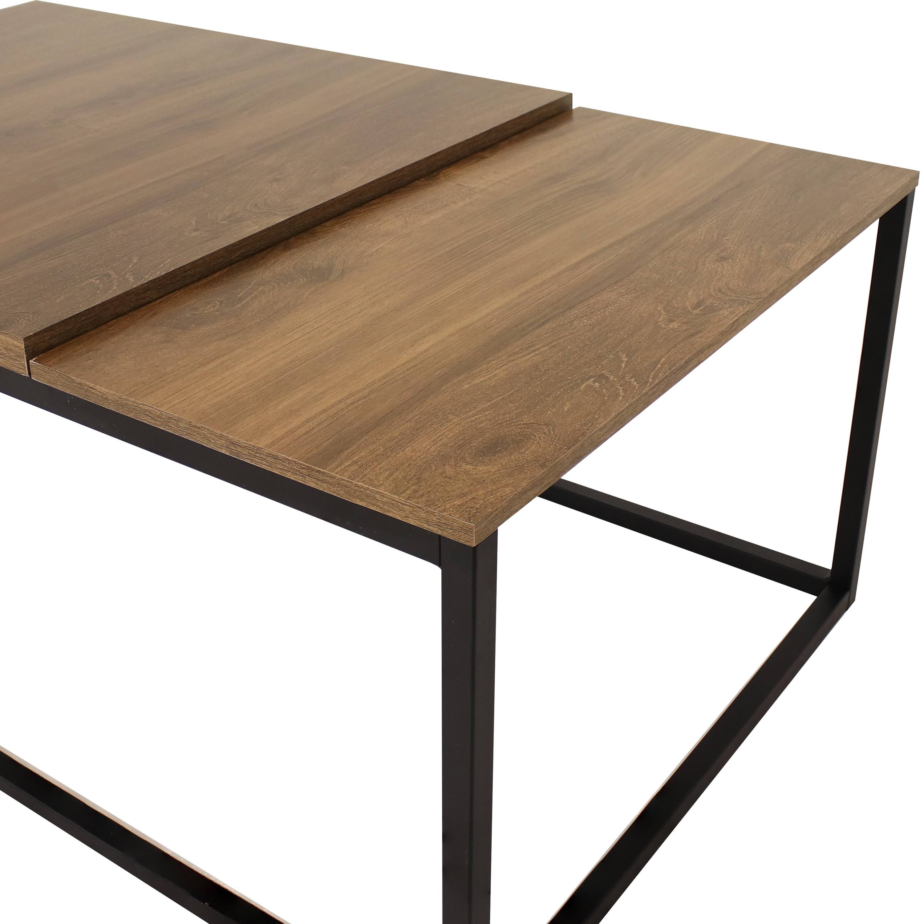 Alt View 10. Sunnydaze - Industrial Coffee Table with Removable Serving Tray - 16 in H - Brown.