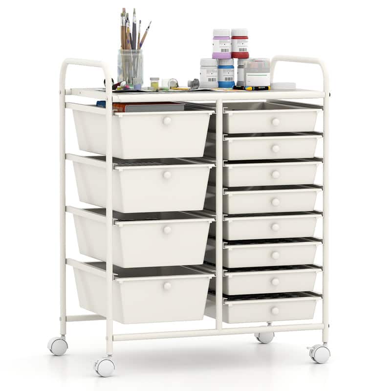 WELLFOR - 12-Drawer Utility Rolling Cart with Metal Tabletop,Drawer Organizer with Wheels,Scrapbook Paper Office School Organizer - White price history on PriceWatchPro