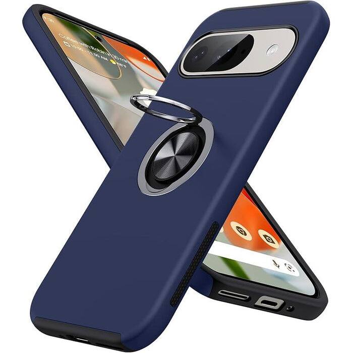 Entronix - Protective Case for Google Pixel 9/9 Pro with 360° Circular Ring Gripstand - Navy