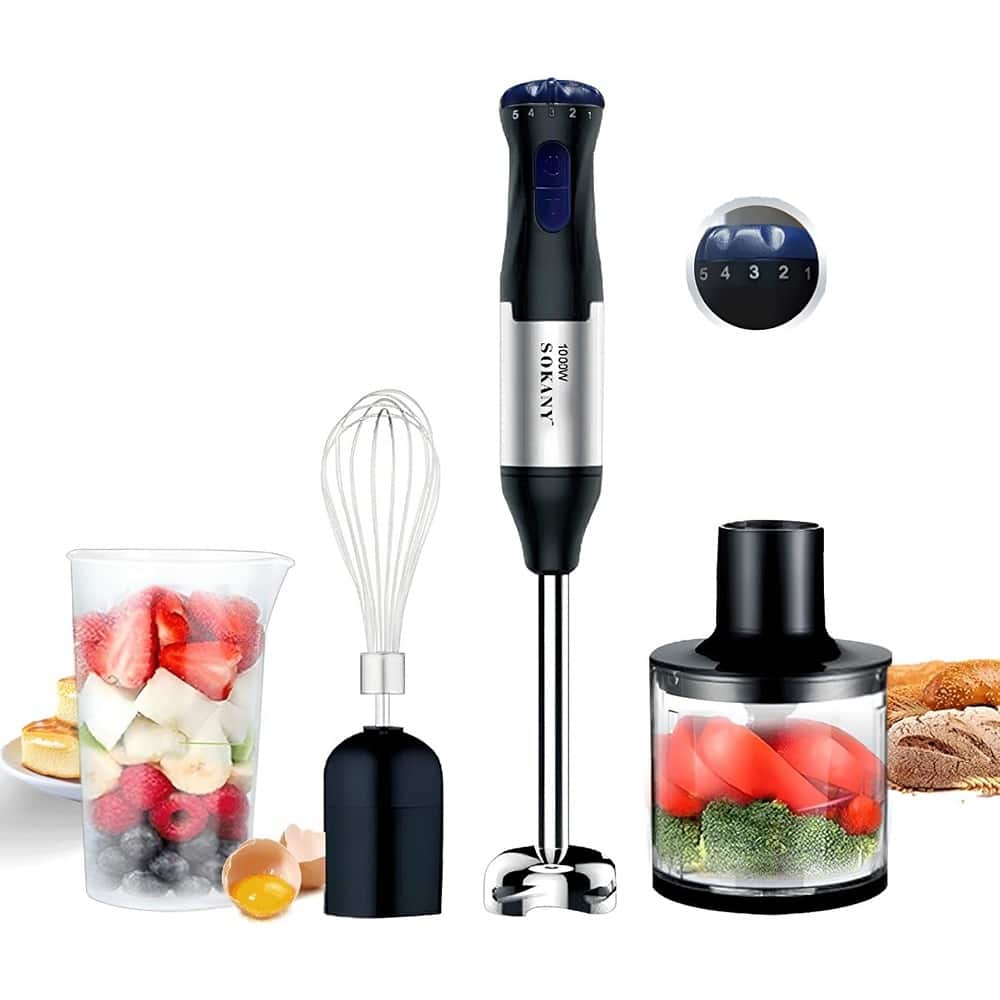 RTMB - 4-in-1 Handheld Immersion Blender – Copper Motor, Stainless Steel Blade - Black