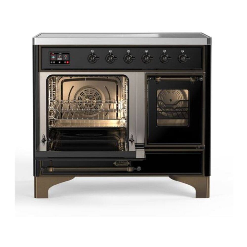 Alt View 6. ILVE - ILVE Majestic II 40 inch Induction Range with 6 Elements (Glossy Black, Burnished Trim) - Glossy Black.