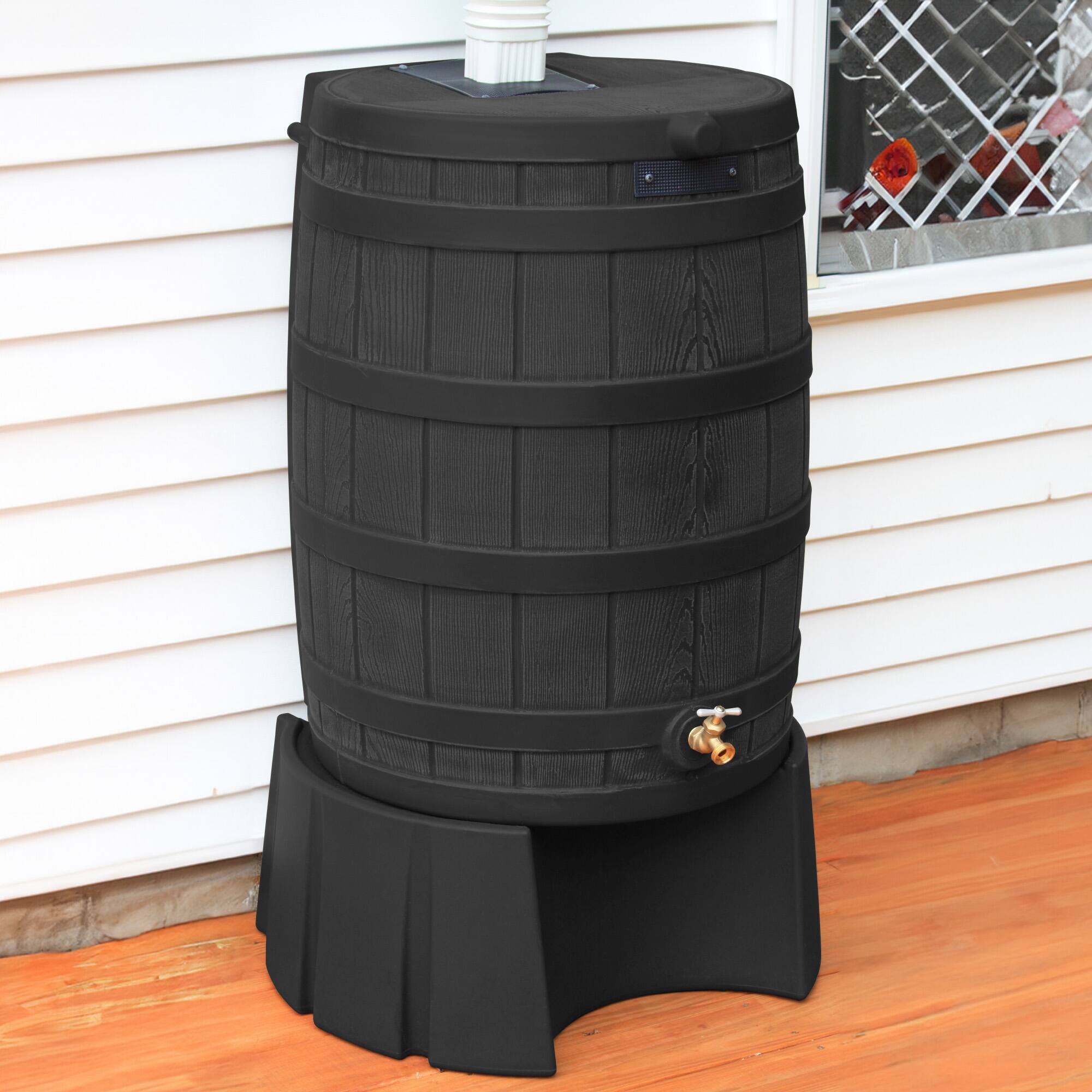 Alt View 3. Good Ideas - Good Ideas Rain Wizard 50 Gallon Rain Barrel Stand, Adds Room for Buckets, Black - Black.