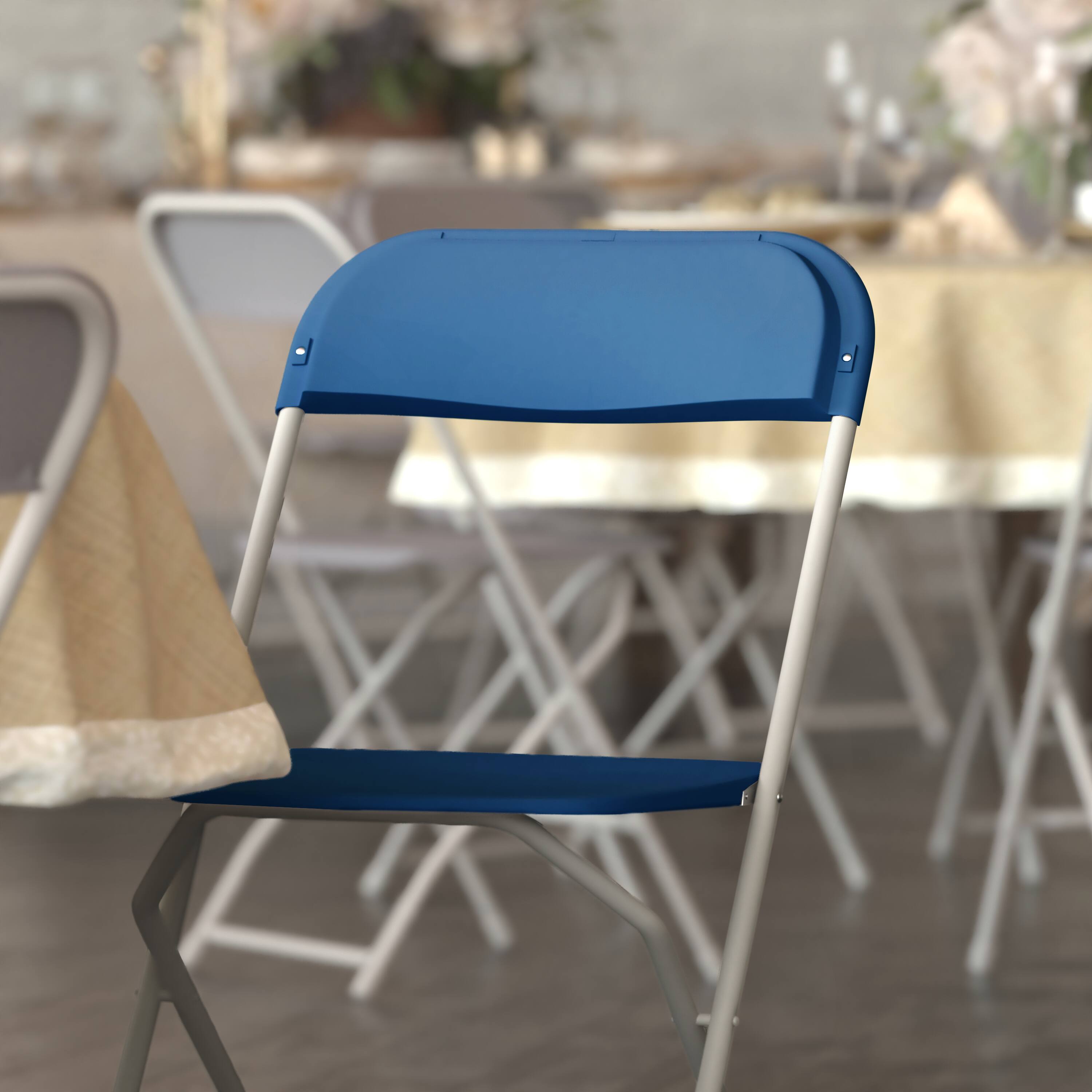 Alt View 5. Emma + Oliver - Plastic Folding Chair - 4 Pack 650LB Weight Capacity - Blue.