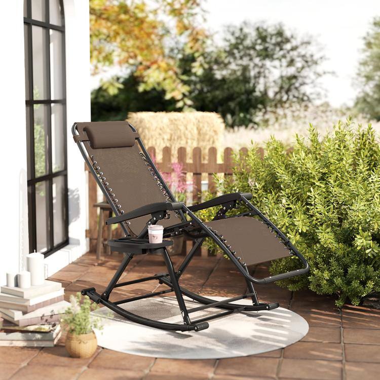 PULUZ Outdoor Rocking Chairs, Foldable Reclining Zero Gravity Lounge ...