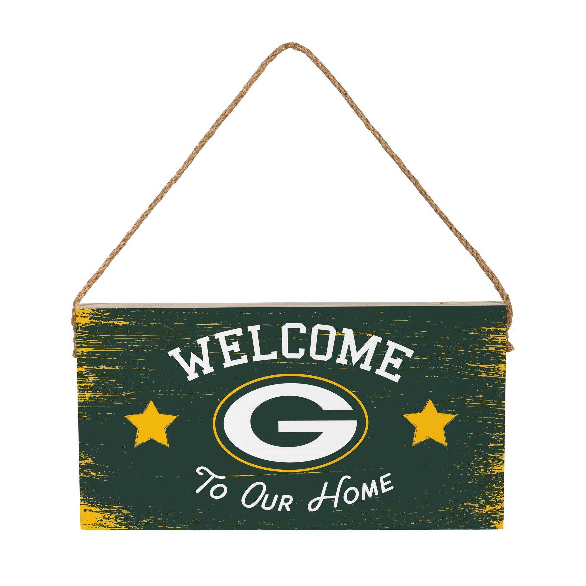 Green Bay Packers 6" x 11" Welcome Home Wood Wall Sign with Rope Hanger