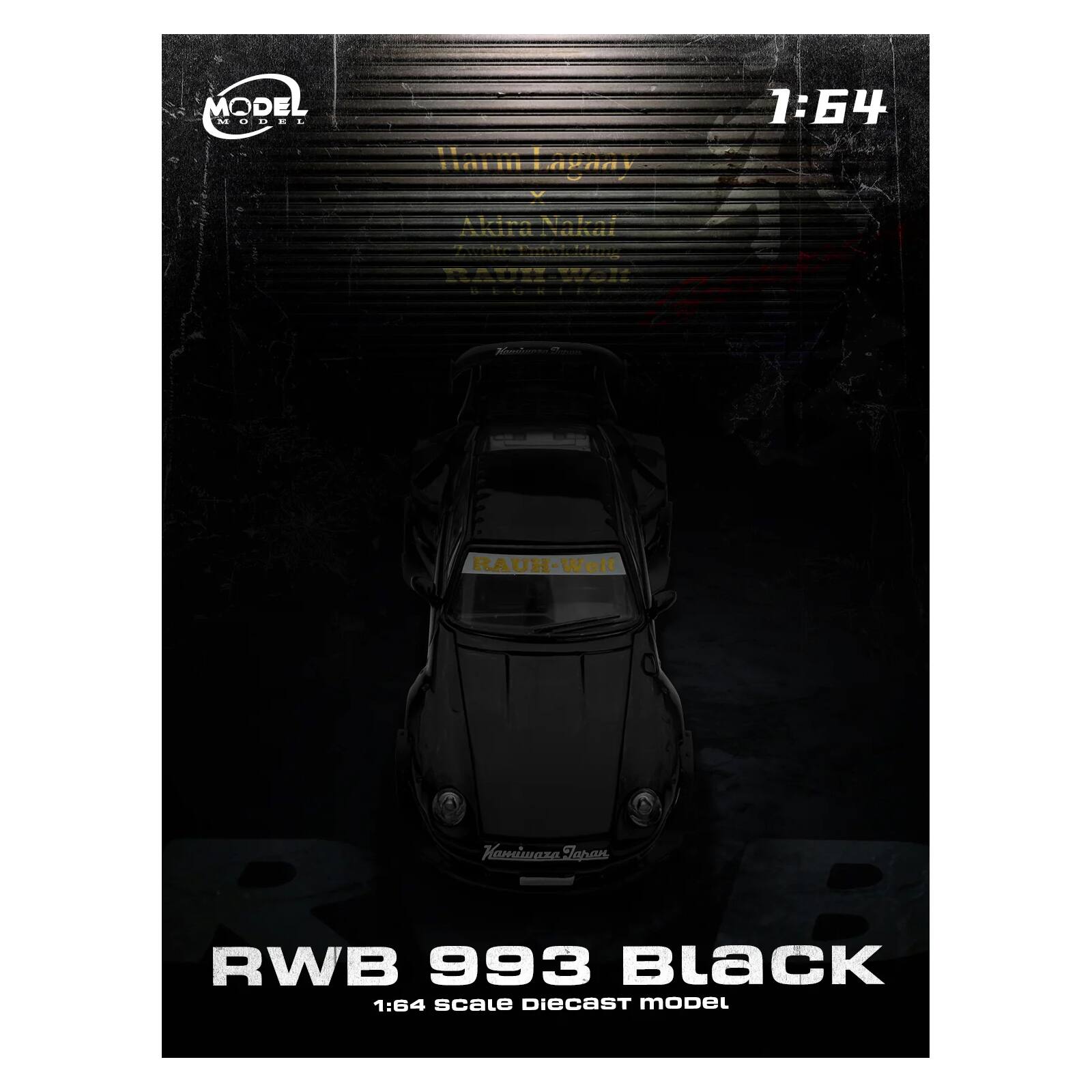 MODEL MODEL MOREL M DD K C . - ....... any 1:64 Adta Nakar Me 1/0/9 10 MST | RAUH-Welt Hansiwaa Iaa RWB 993 BLACK moDel C 1:64 scale DiECAST