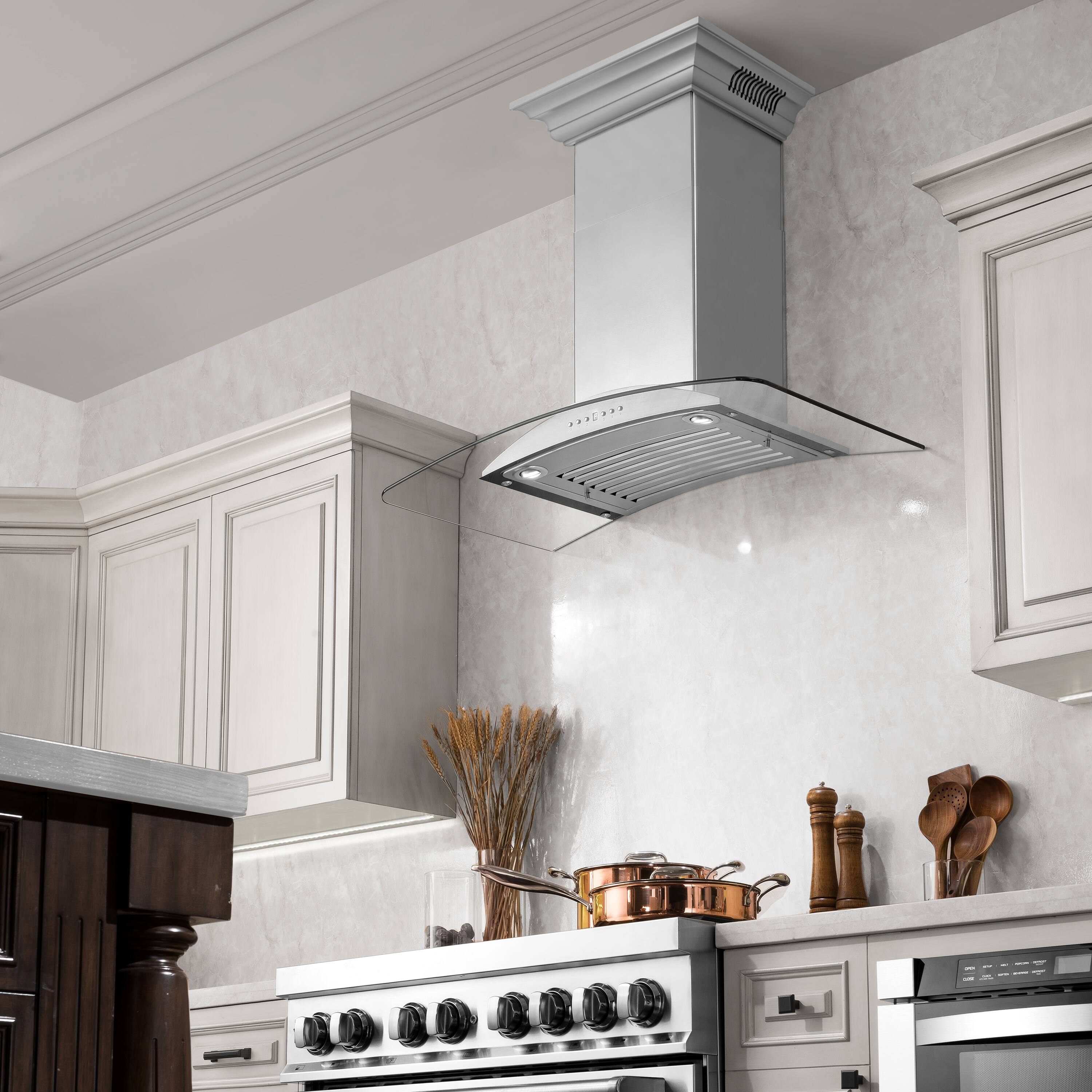 Alt View 14. ZLINE - 30 in. ZLINE CrownSound™Ducted Vent Wall Mount Range Hood in Stainless Steel with Built-in Bluetooth Speakers - Stainless steel.