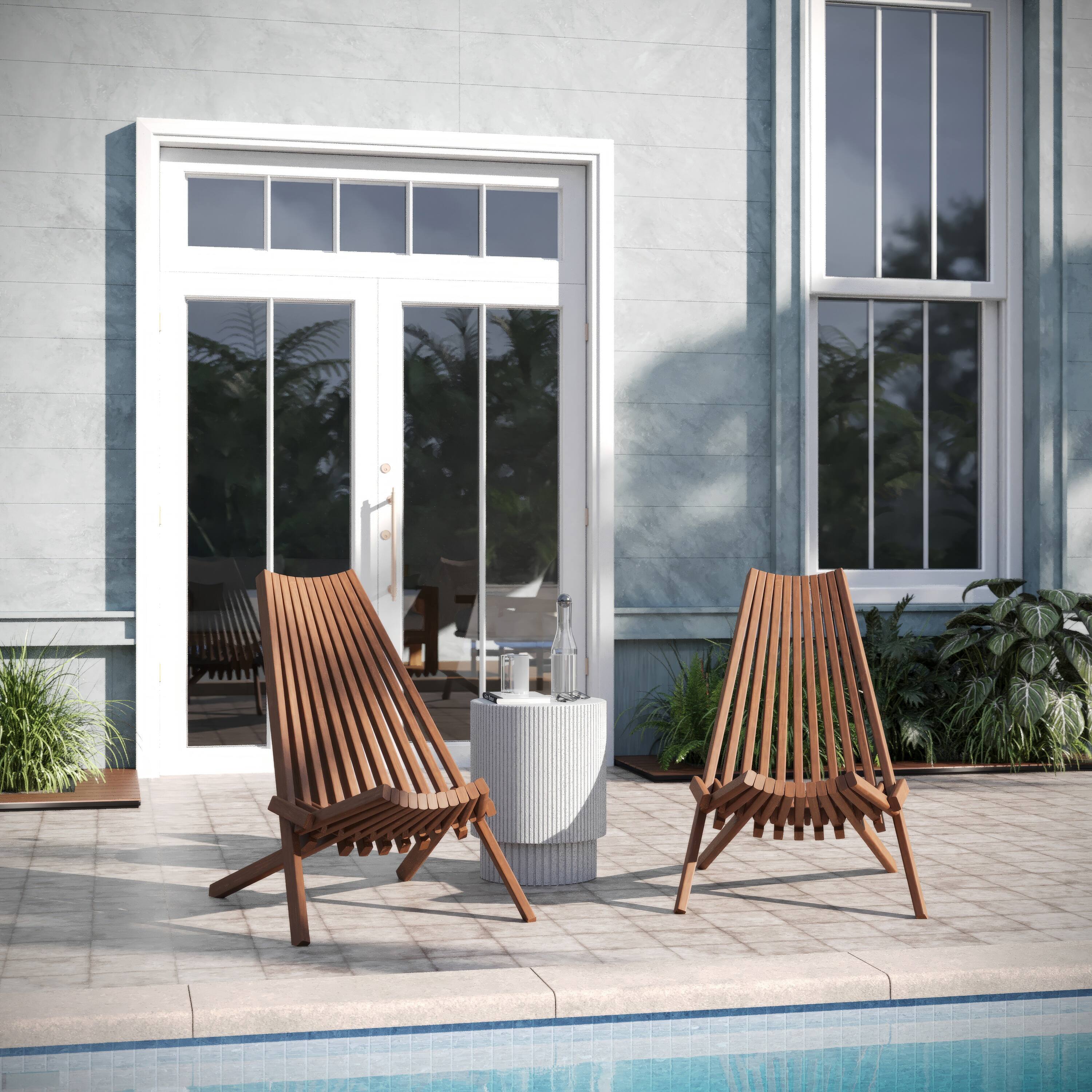 Alt View 3. Emma + Oliver - Acacia Wood Low Profile Lounge Folding Chair for Indoor/Outdoor - Brown.