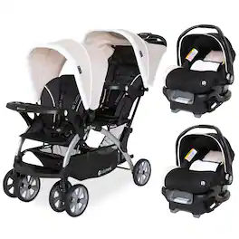 Baby Trend - Sit N Stand Baby Double Stroller and 2 Infant Car Seat Combo, Khaki