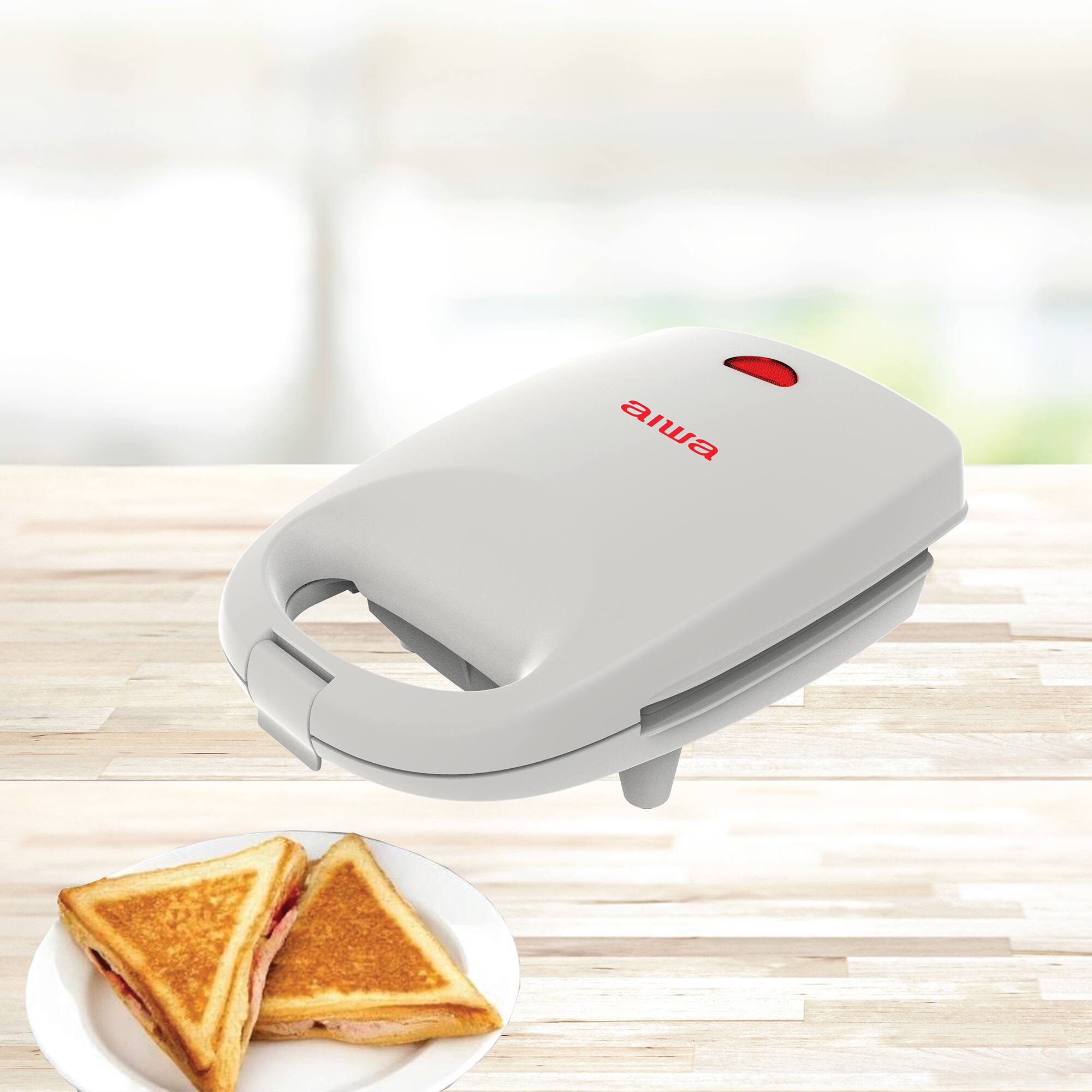 Alt View 2. Aiwa - Aiwa Single Sandwich Maker with Cool-Touch Handle & LED Indicator Light - White.