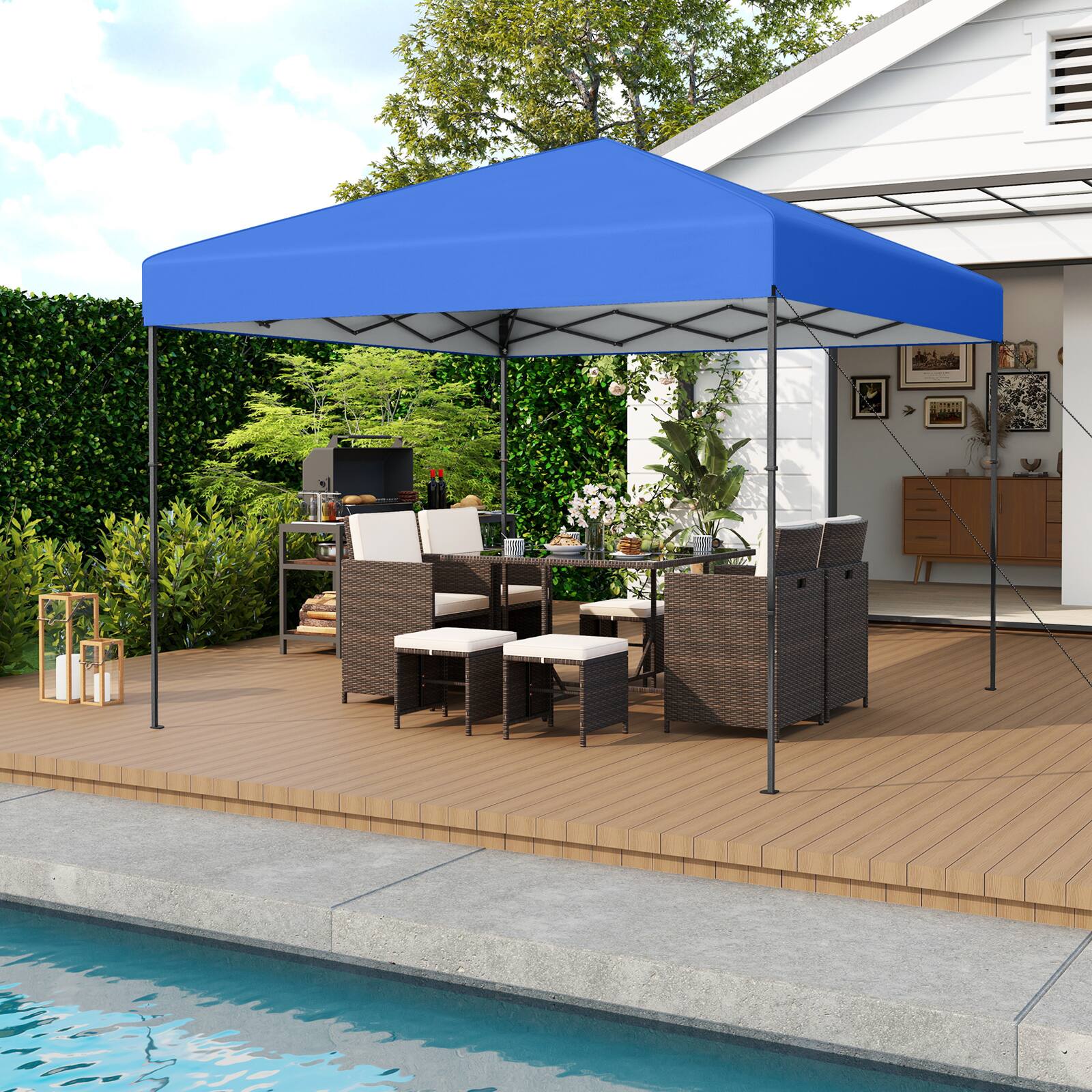 Alt View 4. Gymax - Gymax 10 X 10 FT Pop up Canopy Tent w/ Portable Carrying Bag 8 Stakes 4 Wind Ropes Blue - Blue.