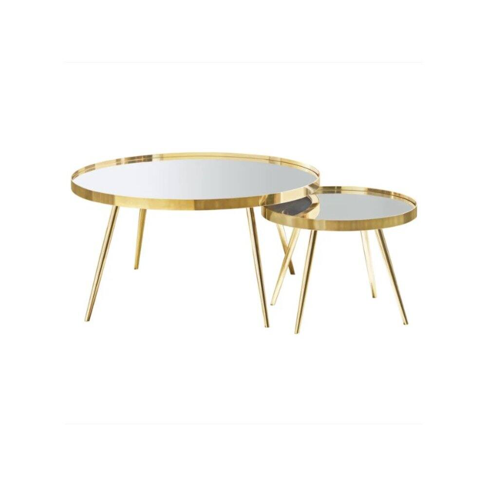 Angle. Coaster Co. of America - Kaelyn 3-piece Round Coffee and End Table Set Gold - Gold.