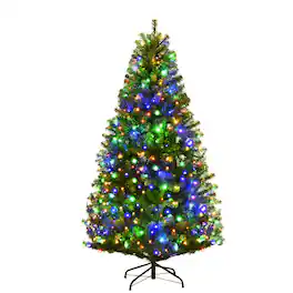 Gymax - 4' Pre-Lit Artificial Christmas Tree Premium Hinged w/ 100 LED Lights & Stand - Green