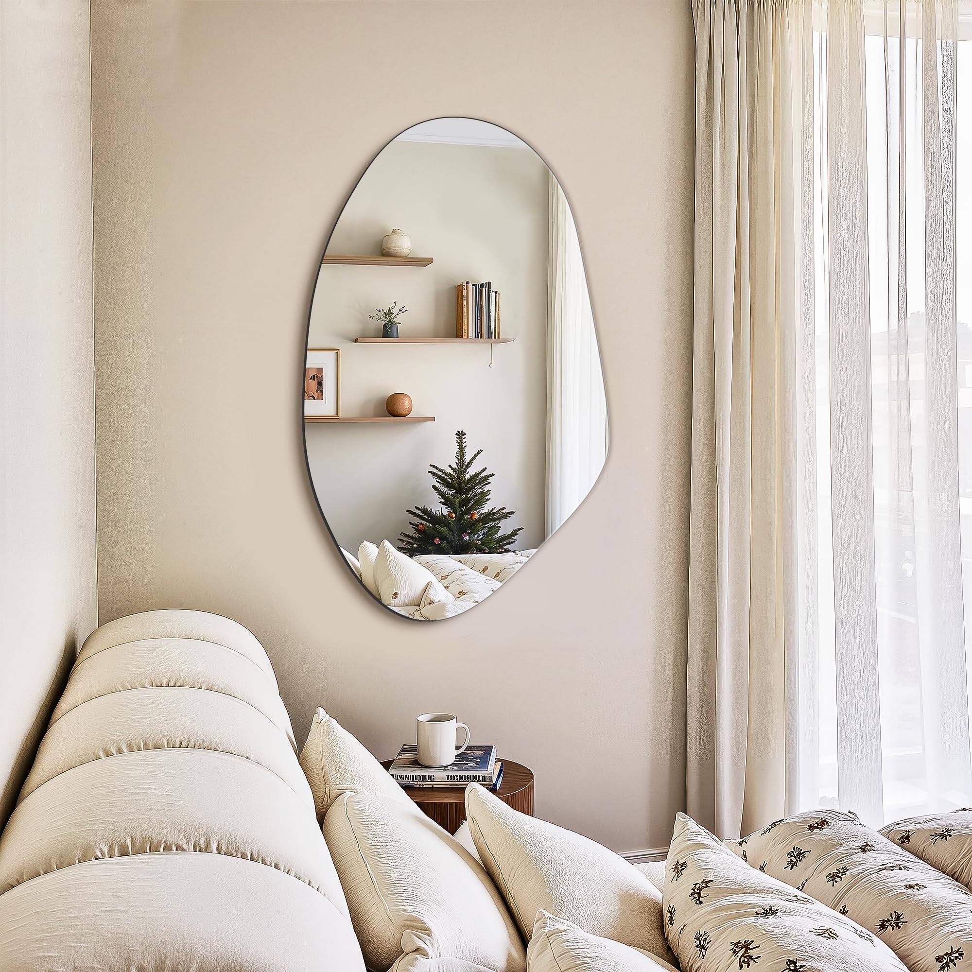 Alt View 5. Dapper Styles - Irregular Asymmetrical Wall Mirror 32 X 19 Modern Decorative For Entryway Bathroom Bedroom Living Room Dining - Frameless-32"L x 21"W.