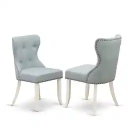 East West Furniture - East-West Furniture SHSI5-WHI-15 - A dining room table set of 4 amazing parson chairs with Linen Fabric Baby Blue color - Linen White