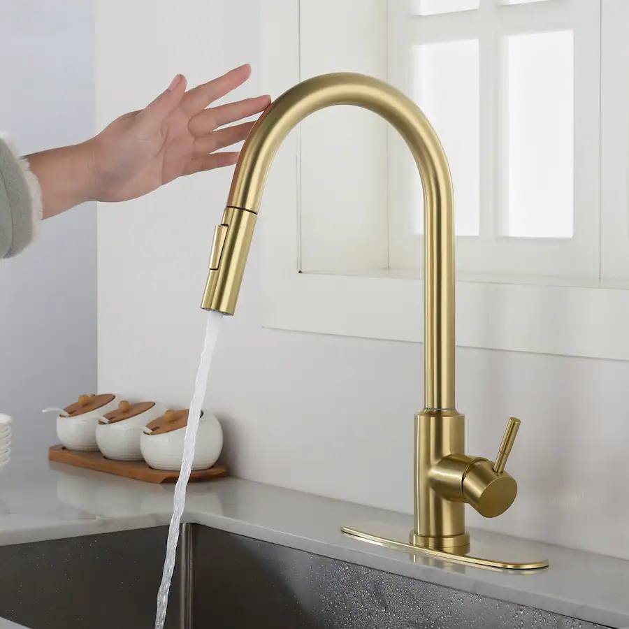 040 Gold Color Ropilly Touch Kitchen Faucet with Pull Down Sprayer, Stainless Steel ...