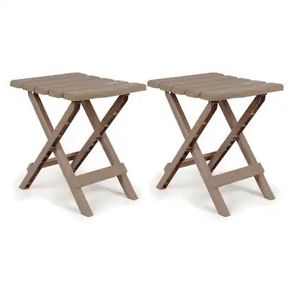 Front. Camco - Camco Adirondack Portable Camping Plastic Folding Side Table, 2 Pack, Taupe - Taupe.