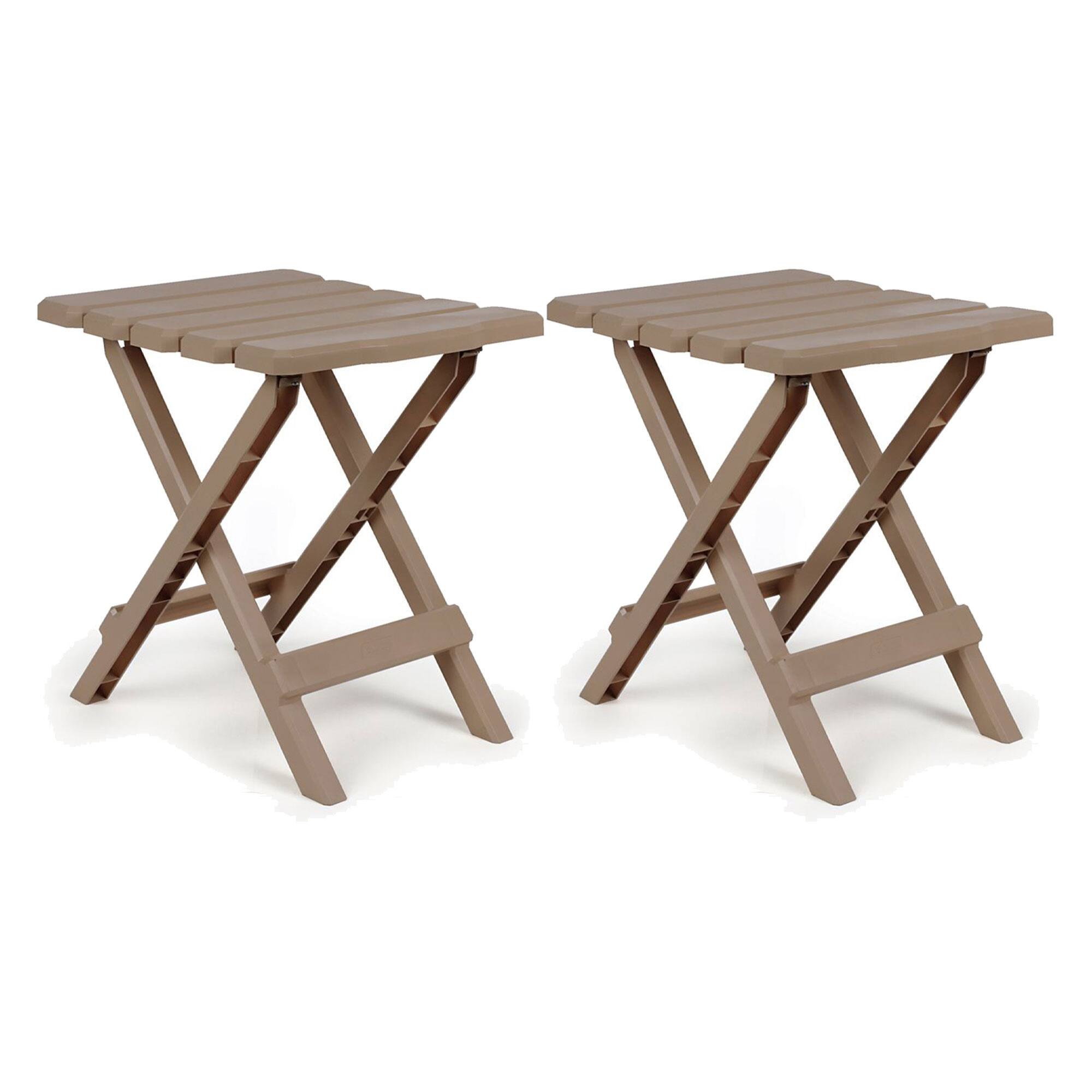 Front. Camco - Camco Adirondack Portable Camping Plastic Folding Side Table, 2 Pack, Taupe - Taupe.