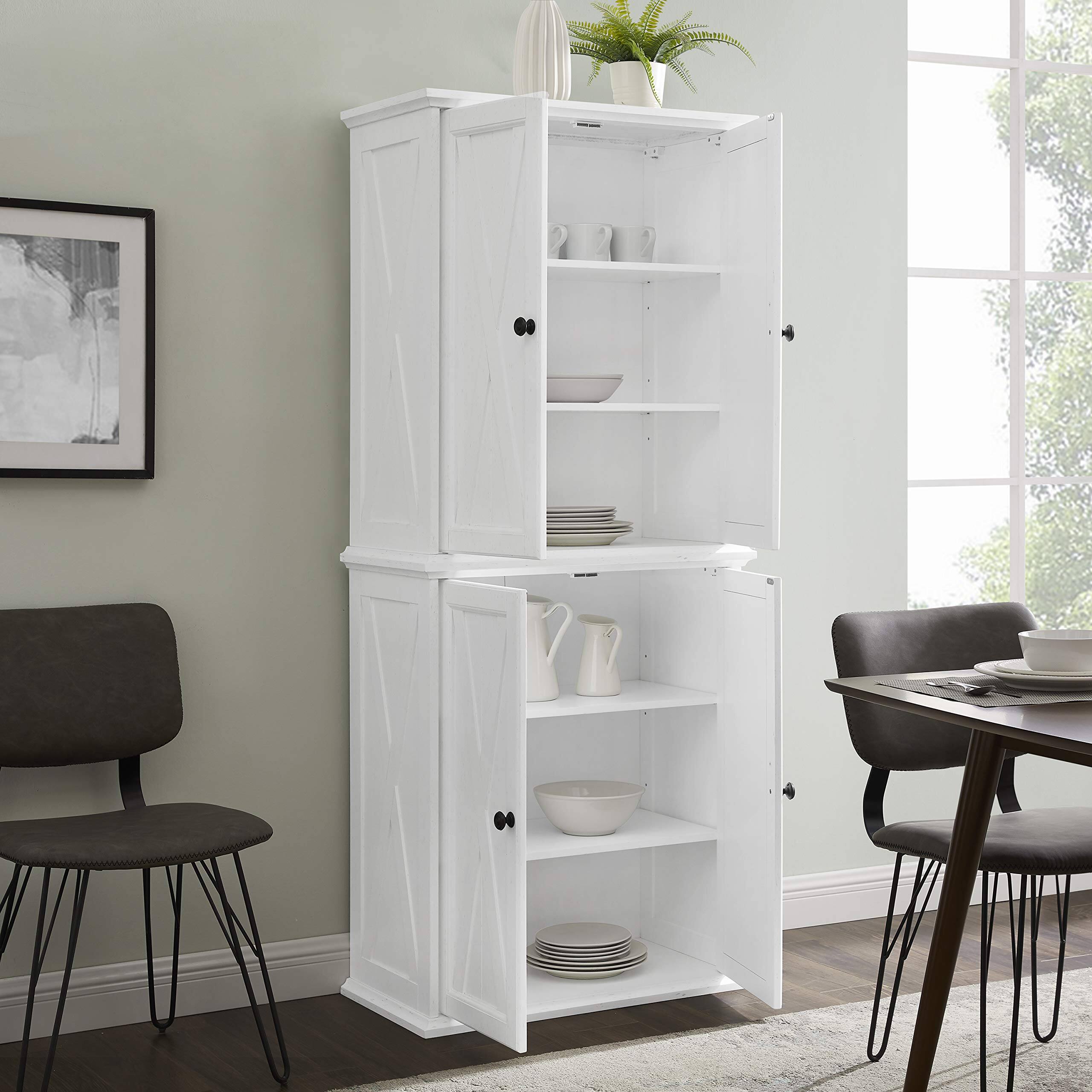 Alt View 4. Crosley Furniture - Clifton Tall Kitchen Storage Pantry - 2 Stackable Pantries - Distressed White.