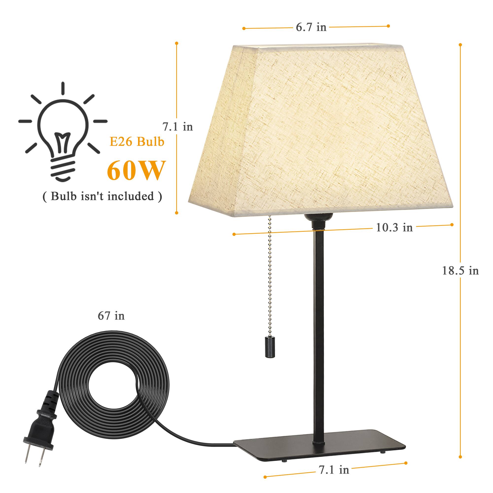 6.7 in  
7.1 in  
E26 Bulb 60W (Bulb isn't included)  
67 in  
10.3 in  
18.5 in  
7.1 in