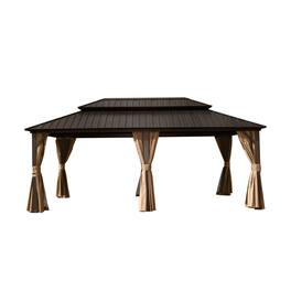 Mondawe - 12' X 18' Outdoor Pavilion Gazebo with Water-Resistant Roof - Brown