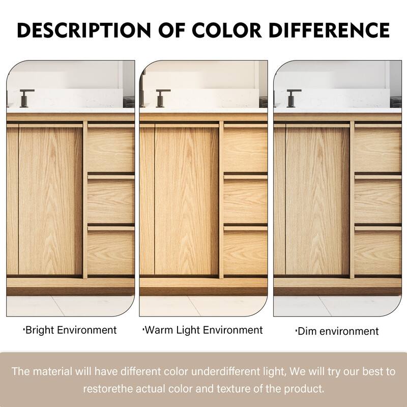 DESCRIPTION OF COLOR DIFFERENCE

- Bright Environment
- Warm Light Environment
- Dim environment

The material will have different color under different light. We will try our best to restore the actual color and texture of the product.