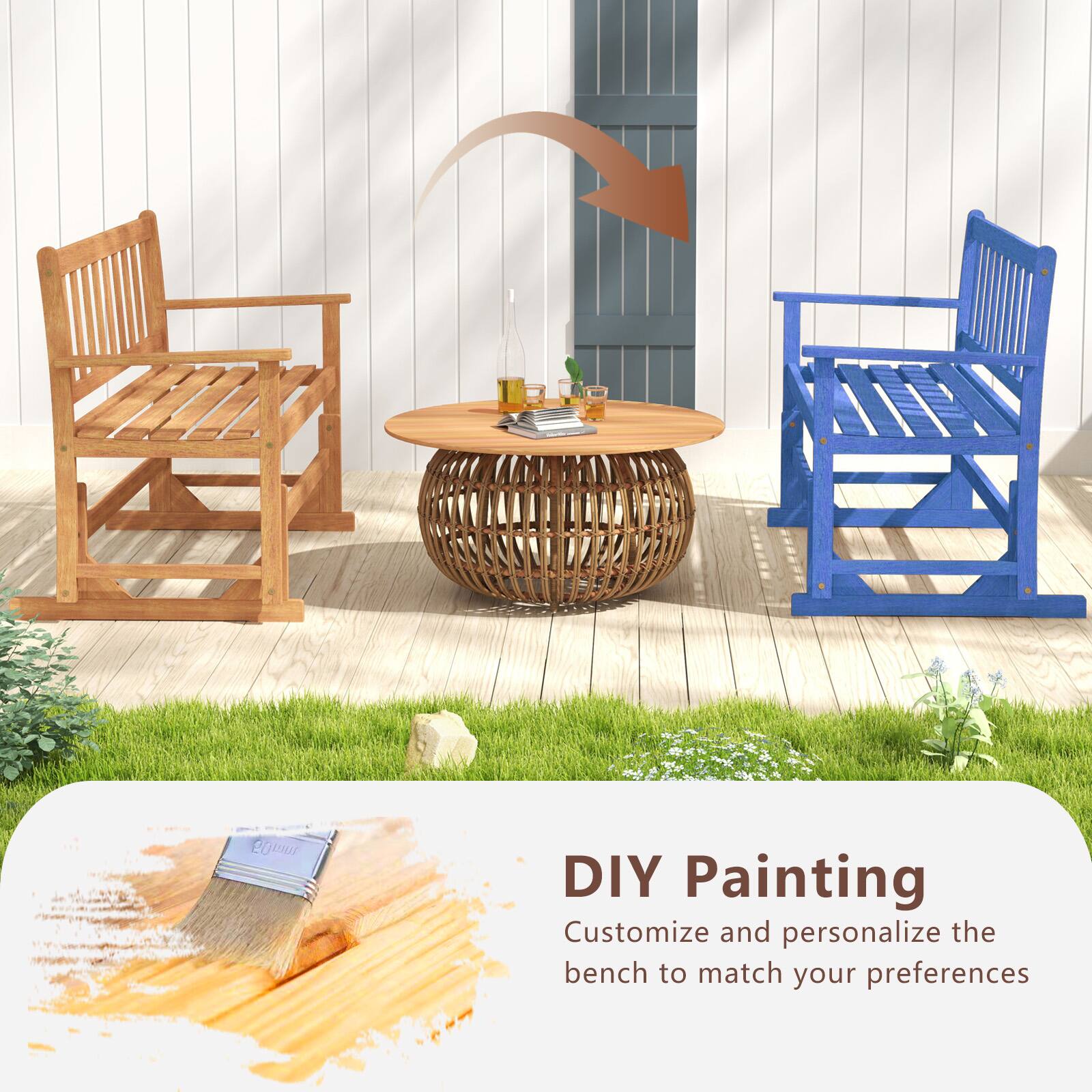 DIY Painting  
Customize and personalize the bench to match your preferences