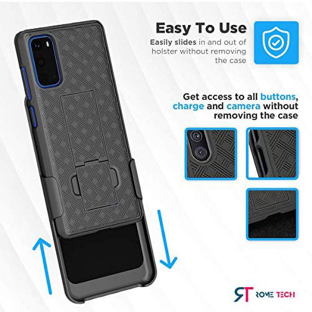 Easy To Use  
Easily slides in and out of holster without removing the case  

Get access to all buttons, charge and camera without removing the case  

TR ROME TECH