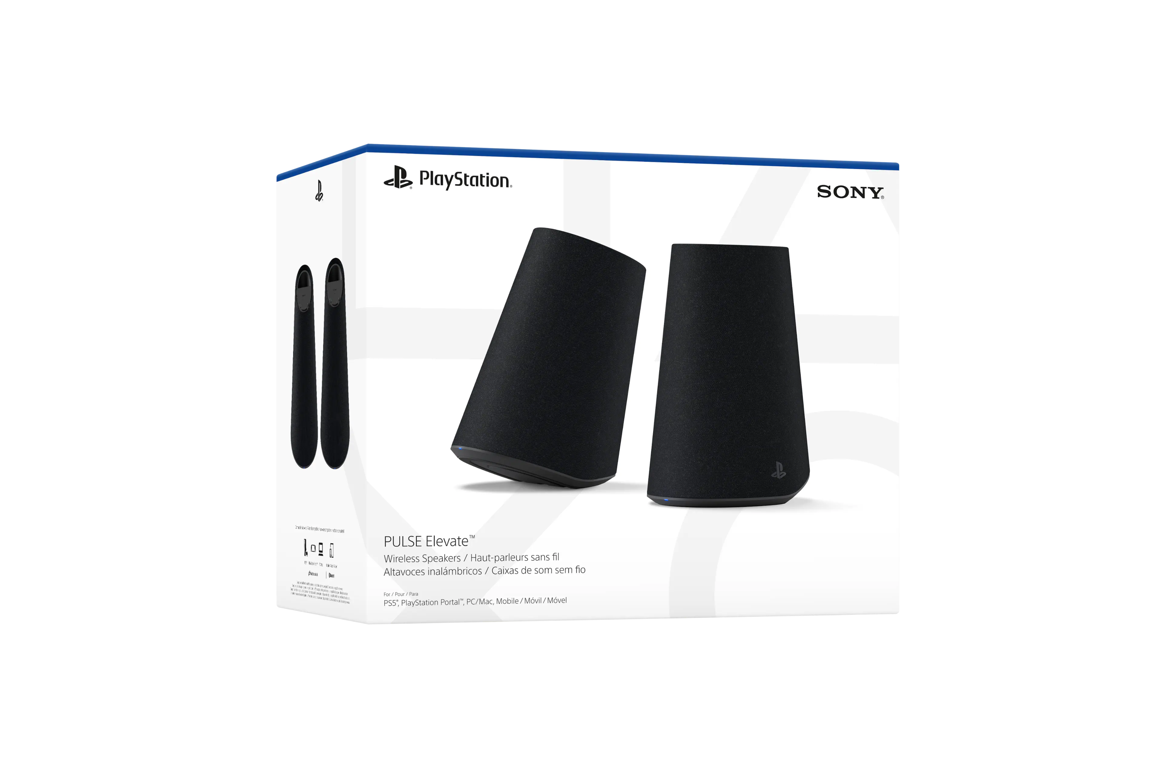 PlayStation.  
SONY  
PULSE Elevate Wireless Speakers/Haut-parleurs sans fil Altavoces inalámbricos / Caixas de som sem fio  
- A partir de P55'  
PlayStation Portal, PC/Mac, Mobile/Móvil/Movel
