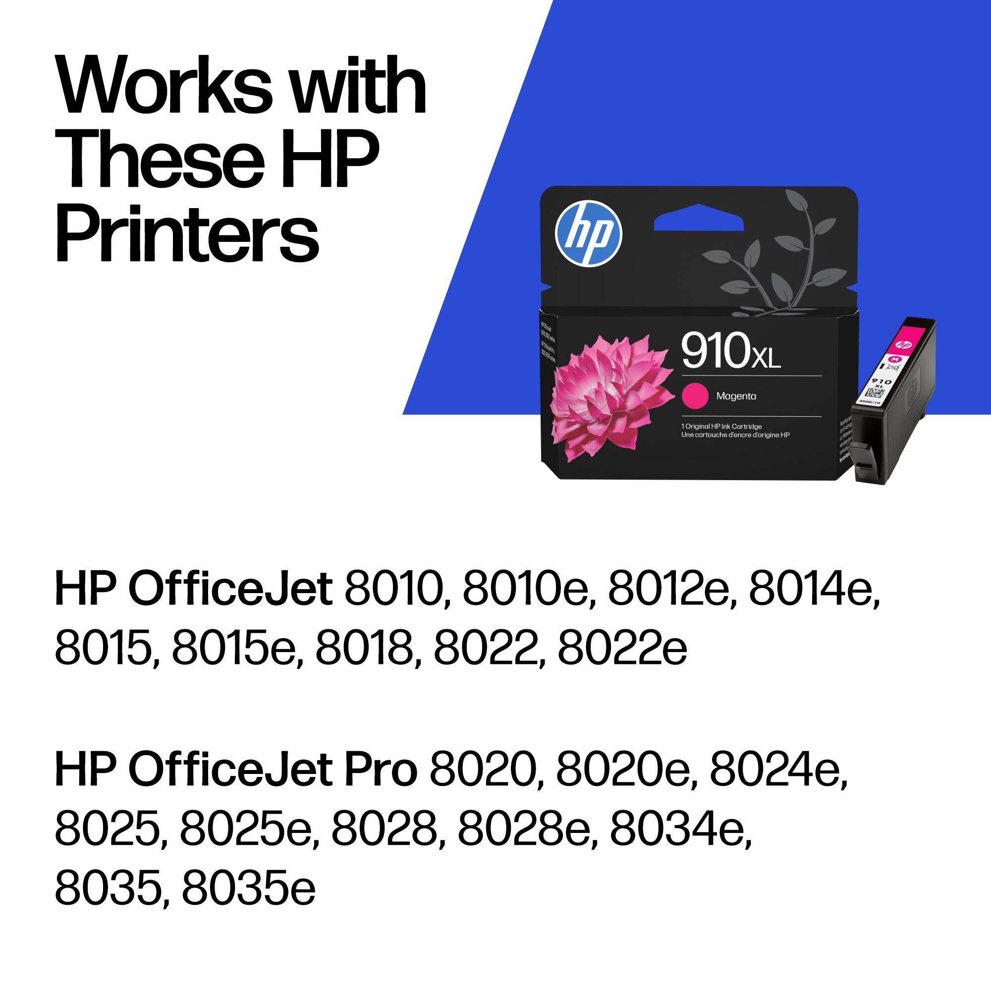 Works with These HP Printers

HP OfficeJet 8010, 8010e, 8012e, 8014e, 8015, 8015e, 8018, 8022, 8022e

HP OfficeJet Pro 8020, 8020e, 8024e, 8025, 8025e, 8028, 8028e, 8034e, 8035, 8035e