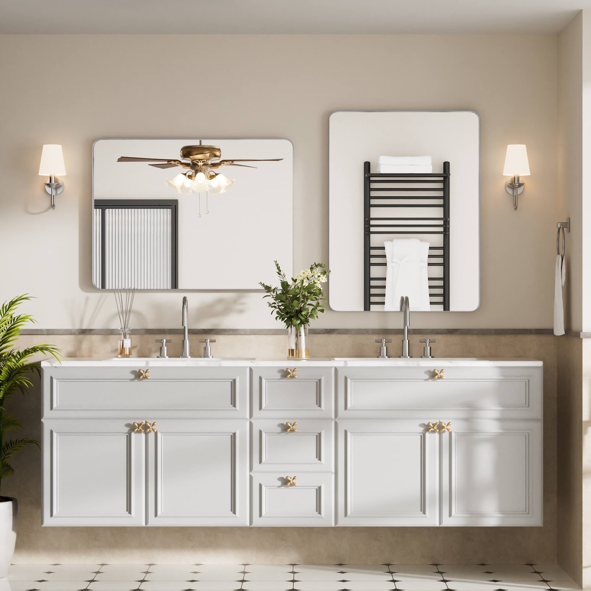 Alt View 8. PAIHOME - Classic Stainless Steel Rectangular Wall Mirror - Waterproof and Rustproof Bathroom Mirrors Modern Mirror - Silver-24x36 Inch.
