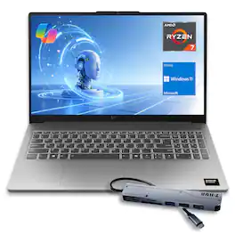 Lenovo - LOQ 15.6" FHD Laptop - AMD Ryzen 7 7735HS, 64GB RAM - 1TB SSD - NVIDIA GeForce RTX 4050 - Thunderobot 7 in-1 USB-C Hub - Gray