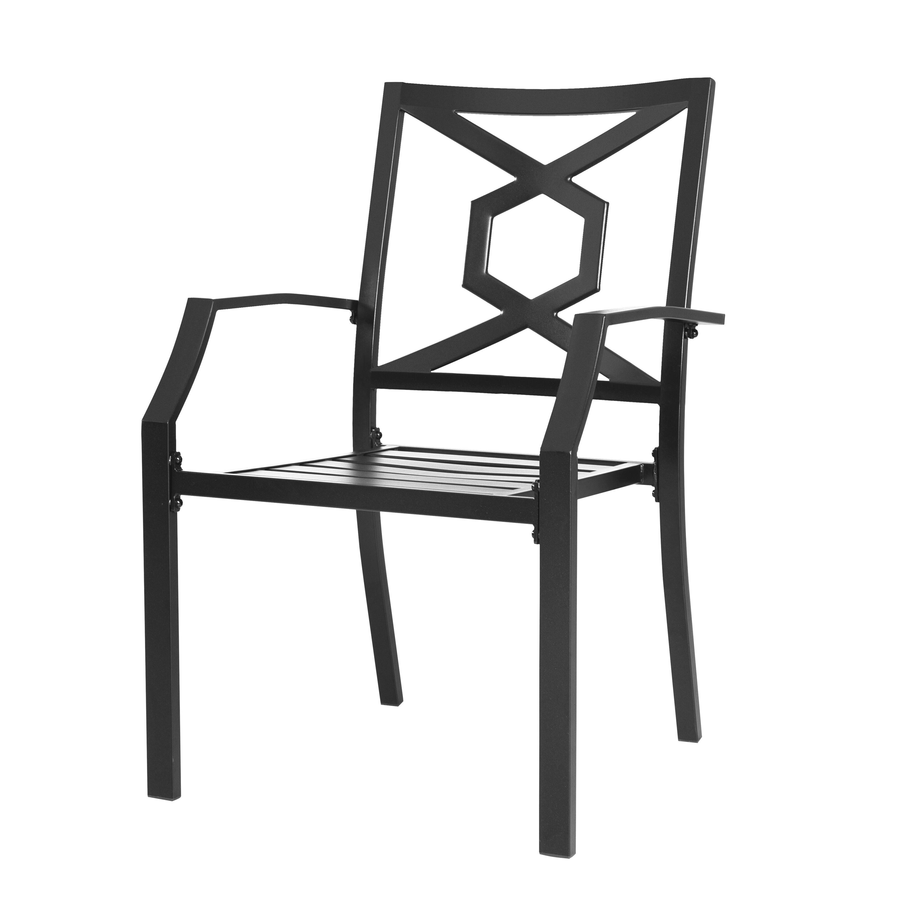 Alt View 4. Nuu Garden - Outdoor 2-Piece Iron Chair Set, Weather-Resistant Iron Frame, Powder-coated Finish - Black.