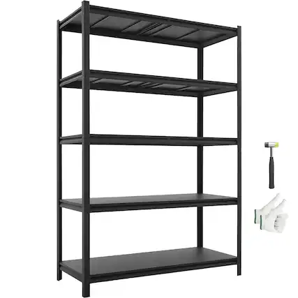 Front. VEVOR - Storage Shelves, 5-Tier Adjustable, 3000 lbs Capacity, Heavy Duty Garage Storage Shelving Unit, Metal Utility Rack Shelf - Black.