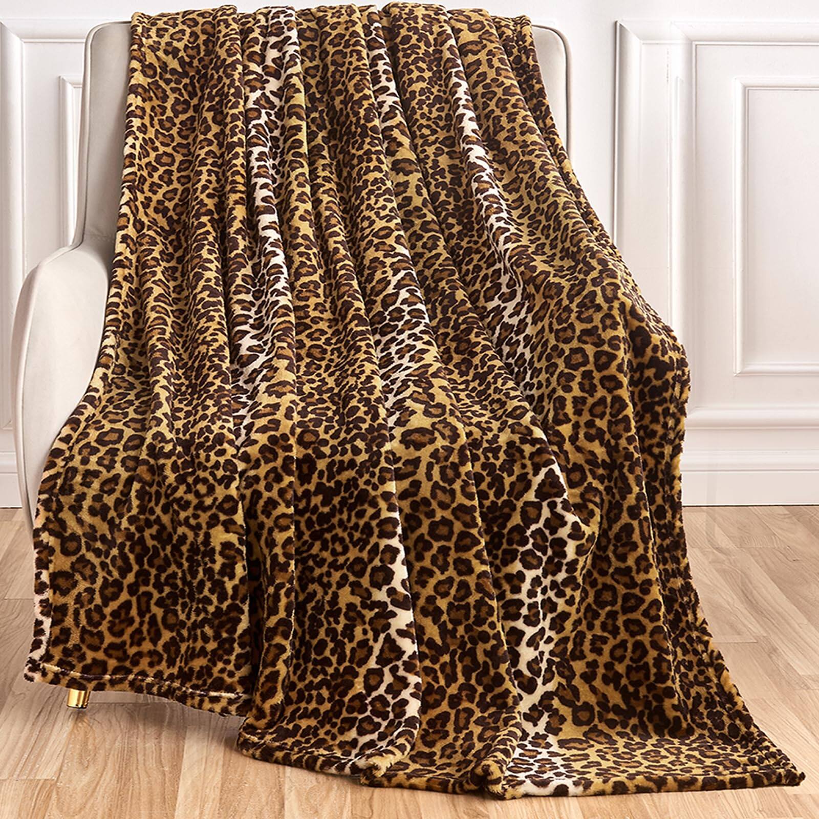 Alt View 1. NICHOLAS KLEIN - Leopard Print Blanket Fleece Throw For Bed Sofa Travel And Camping Super Soft Cozy Fluffy Plush All Seasons... - 02 Light Cow 50"x60"-Throw.