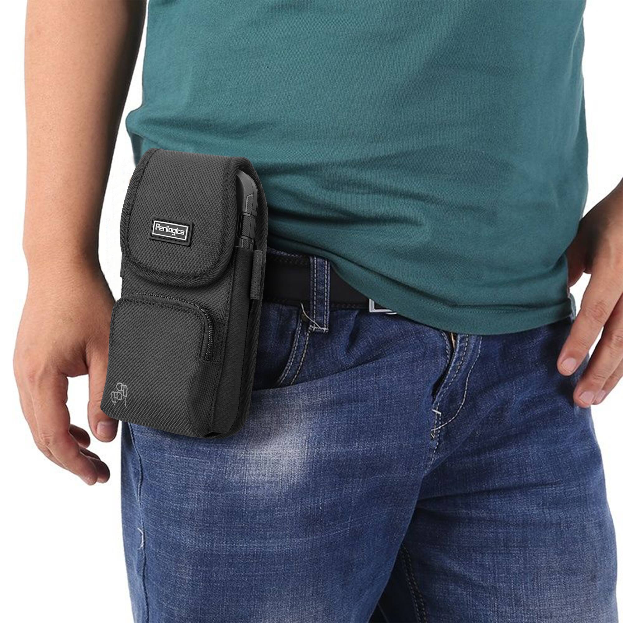 Alt View 7. Perilogics - Universal Phone Holster – Magnetic Cover Belt Clip Pouch, Fits iPhone 17 Pro Max/16 Pro Max/16 Plus and Large Smartphone - Black.