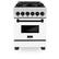 Front. ZLINE - 24 in. Wide 4 Burner Autograph Legacy Dual Fuel Range in Satin Steel w/ White & Black Accents (RASZ-WM-24-MB) - White Matte.