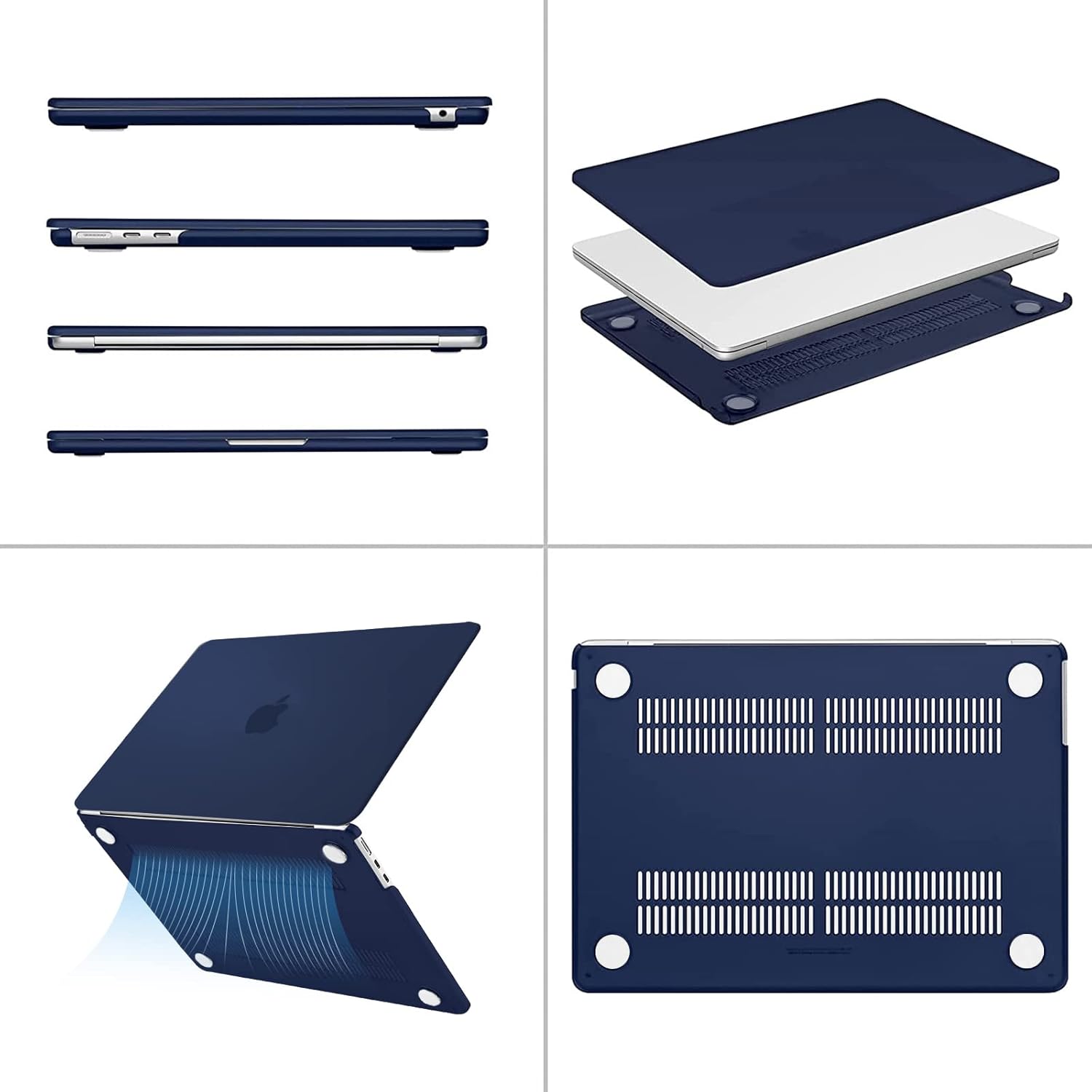 Alt View 1. mosiso - Laptop Case for MacBook Air 13 inch Case M4 A3240 M3 A3113 M2 A2681 2022-2025 - Navy Blue.