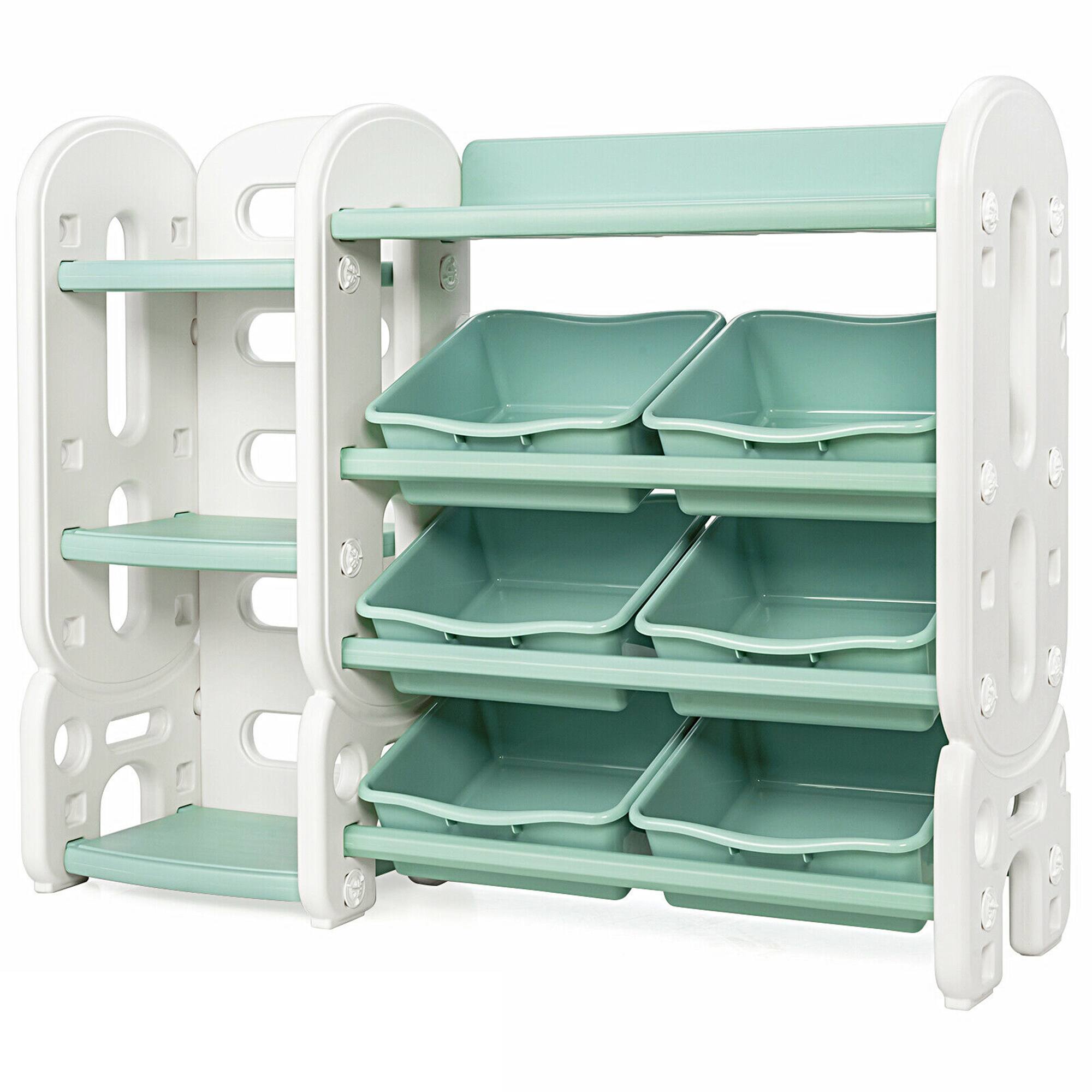 Alt View 5. Gymax - Gymax Kids Toy Storage Organizer w/Bins & Multi-Layer Shelf for Bedroom Playroom Green - Green.