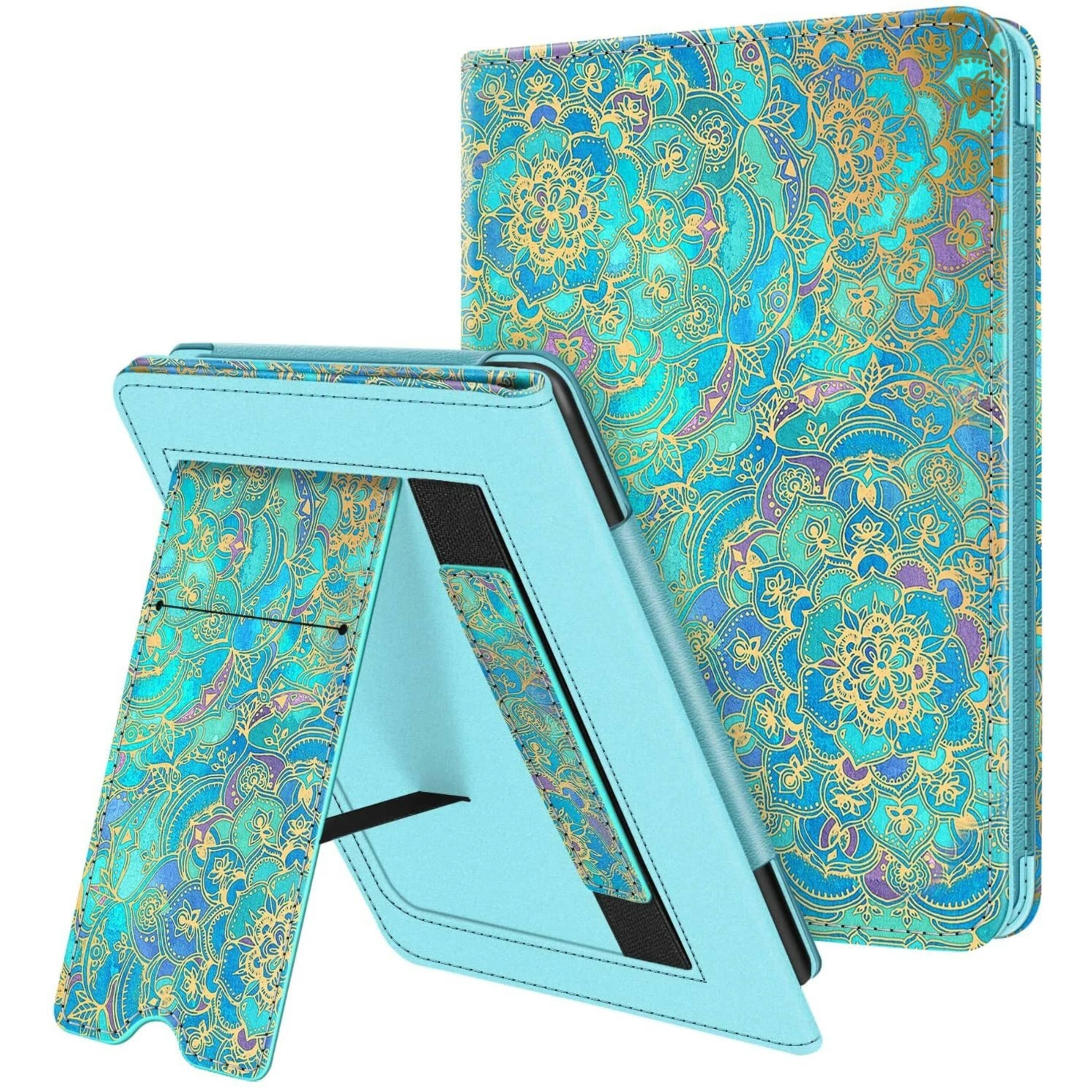 Front. Kitcheniva - Foldable Stand Cover For Kindle Paperwhite 11th 2021 With Card Slot And Hand Strap Shade Of Blue - Shades of Blue.