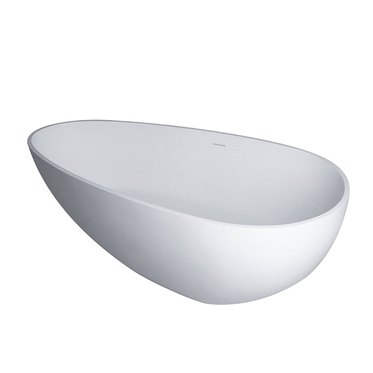 Alt View 8. Loheer - Loheer 59 in Freestanding Stone Resin Soaking Bathtub in Matte White with Center Drain and Overflow - Matte White.