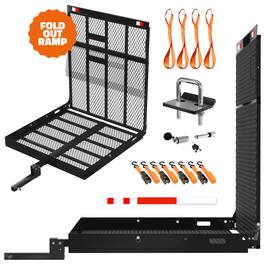 Mockins - 40 in. x 40 in. x 4 in. Folding Square Wheelchair Carrier for Car, SUV, Van w/ Ramp, Stabilizer, Hitch Lock and Straps