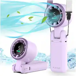 Loheer - Portable Handheld Fan 5000mAh Rechargeable Turbo Fan 5-Speed 3-in-1 Personal Travel Fan for Beach Vacation