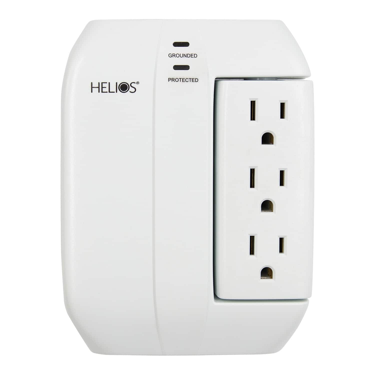 HELIOS - 3-AC Swiveling Outlet, 2-AC Fixed Outlet, 2-USB Port 450-Joule Surge Protector Wall Tap AS-HP-5R - White