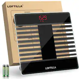 Loftilla - Bluetooth Body Fat Scale, 400 lb, BMI & Muscle Mass - Black